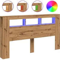 vidaXL Hoofdeinde met LED 180x18,5x103,5 cm hout artisanaal eikenkleur