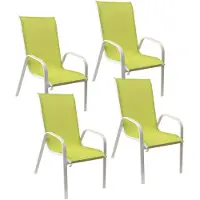 Happy Garden Set van 4 MARBELLA stoelen in groen textilene - wit aluminium