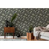 Living Walls Drawn Into Nature - Zwart - Floral - 394244