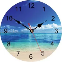 LONGZIMING -Ronde Wandklok - Wandklok Industrieel - Klassieke Quartz Wandklok - Kalme Blauwe Zee En Hemel - Stil Sweep-Uurwerk/Zonder Weerspiegelingen - 1 Stuk - Voor Woonkamer