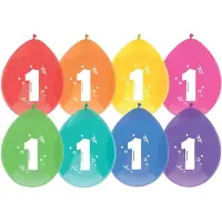 Haza 1 jaar thema ballonnen - Verjaardag - Kinderfeestje - Leeftijd versiering - 24x stuks - gekleurd