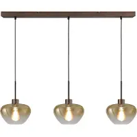 Masterlight 3-lichts hanglamp Genua bruin met goud glas Ø 24cm