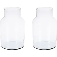 Excellent houseware 2x Glazen vaas/vazen 5 liter van 14 x 26 cm - Bloemenvazen - Glazen vazen voor bloemen en boeketten