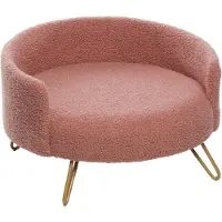 Flamingo hondenbank Dizco, rundleer, roze, afmetingen: 51 x 50 x 30,5 cm