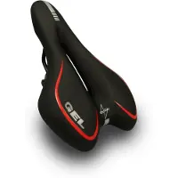 Voltano Gel Fietszadel Met Uitsparing - Zwart / Rood - Trekking - Incl. Zadelstrop - Unisex