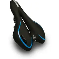 Voltano Gel Fietszadel Met Uitsparing - Zwart / Blauw - Trekking - Incl. Zadelstrop - Unisex