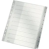 Leitz Tabbladen 1280 A4 extra breed (volle hoogte) Grijs 10 tabs Geperforeerd Polypropyleen 1 tot 10