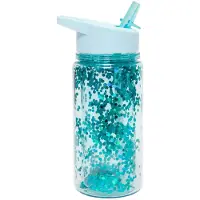 Petit Monkey Drinkfles m. Rietje - 300 ml - Blauw m. Glitter - - OneSize - Drinkflessen