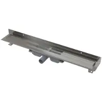 Alca - Douchegoot Wall Low 95 cm, met rand voor vol rooster en vaste kraag aan de wand, roestvrij staal APZ116-950