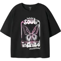 Name it KIDS T-shirt zwart Meisjes Katoen Ronde hals Printopdruk - maat 122/128
