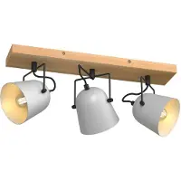 LINDBY Adalin plafondlamp, 3-lamps, grijs Adalin, dimbaar, hout licht, Woon-/ Eetkamer, Hout, Modern, buitenspot