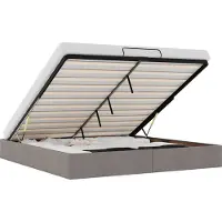 vidaXL Bedframe zonder matras 200x200 cm stof taupe