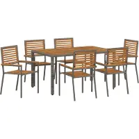 vidaXL Tuin Eettafel Set 7 pcs Grijs en Bruin poly rattan