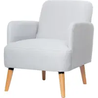 Meet by Paperflow Fauteuil Paperflow Brooks - massief hout - retrodesign - gestoffeerd - polyester bekleding - grijs