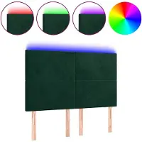 vidaXL Hoofdbord LED 144x5x118/128 cm fluweel donkergroen