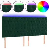 vidaXL Hoofdbord LED 180x7x118/128 cm fluweel donkergroen