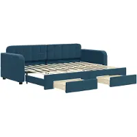 vidaXL Slaapbank met onderschuifbed en lades 80x200 cm fluweel blauw
