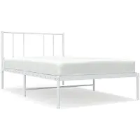 vidaXL Bedframe met hoofdbord zonder matras metaal wit 75x190 cm