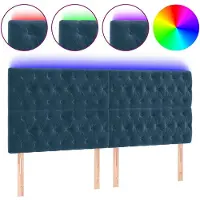 vidaXL Hoofdbord LED 200x7x118/128 cm fluweel donkerblauw