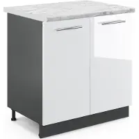 Vicco Wastafelkast Fame-Line Wit Hoogglans 80 cm , WB Marmer, Model 46442