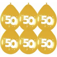Haza Thema 50 jaar ballonnen - goud - leeftijd of jubileum - 24x stuks - getrouwd - party