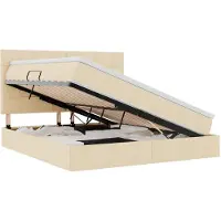vidaXL Opbergbed met matras, crème kleur, 180 x 200 cm, met stoffen bekleding