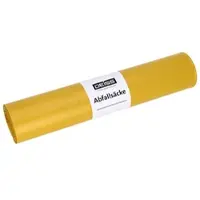Deiss afvalzakken, 120 liter, gerecycled LDPE, voor afvalbakken, scheurvast, slijtvast, B 700 x H 1100 mm, geel, 250 stuks