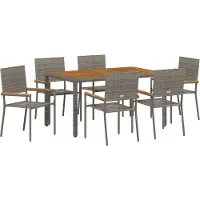 vidaXL Tuin Eettafel Set 7 pcs Grijs poly rattan