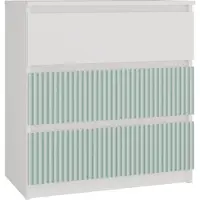 Top E Shop Topeschap M3 FR, mintgroen, wit, 3 lades, gemaakt van spaanplaat, 700 mm (breed), 400 mm (diep), 750 mm (hoog)
