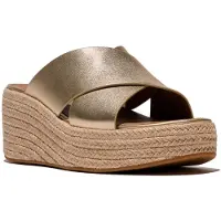 Original Brands Platfforms espadrille leather wedge cross slides