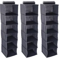 Storage solutions Kast organizer - 3x stuks - 6 vaks - antraciet - 30 x 30 x 120 cm - ruimtebesparend
