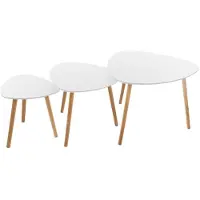 Atmosphera Set van 3 Nesting Koffietafels - Wit, MDF en Eiken, 60 x 60 cm