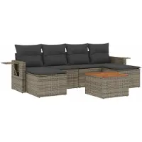 vidaXL 7-delige Loungeset met kussens poly rattan grijs