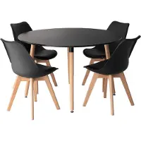 Happy Garden MARTHA ronde tafel 120cm en 4 stoelen NORA zwart
