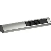 Bachmann CASIA 2 3xUTE 1xUSB A/C 22W 2,0m AEH roestvrij stalen look