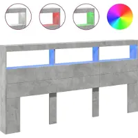 vidaXL Hoofdbordkast met LED-verlichting 200x17x102 cm betongrijs