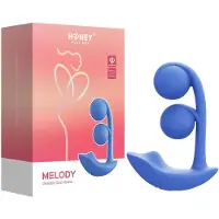 Honey Play Box Melody - App-gestuurde kralen 2-in-1 vibrator (blauw)