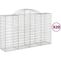 vidaXL Gabionen met boogvorm, 20 stuks, 200x50x120/140 cm, verzinkt staal