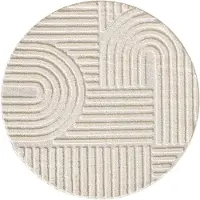 Muratap Japandi art rond vloerkleed boho scandinavisch laagpolig effen - 80 cm rond