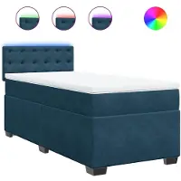 vidaXL Boxspringbed met matras, blauw, 90x200 cm, fluweel
