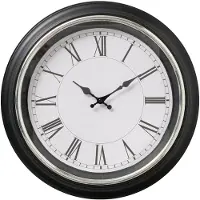 Boltze klok - Wandklok - Ø 40cm. - 4,5cm dik - Zwart - Zilver - - Glas - kunststof.