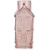 Daan Kromhout - Vaas - Bloemenvaas - Glas - Huis - Licht Roze - 13x13x30 cm - House