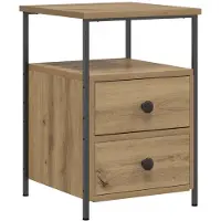 vidaXL Nachtkastje 34x35,5x50 cm bewerkt hout artisanaal eikenkleurig