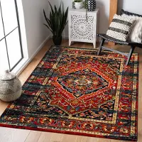 Muratap Vintage marrakech vloerkleed zwart / multi laagpolig- 250x250 cm