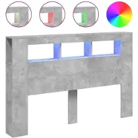 vidaXL Hoofdeinde met LED 160x18,5x103,5 cm bewerkt hout betongrijs