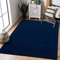 Muratap Uni effen laagpolig vloerkleed modern donker navy- 200x200