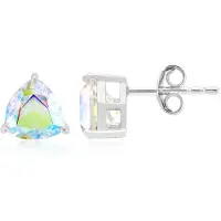 Cavill - Zilveren oorbellen met Maanlichtkwarts 2.16 ct - 925 Sterling zilver gerhodineerd - Triljant geslepen 7 mm - Elegant Blauw-Paars Design