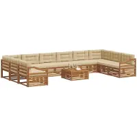 vidaXL Sofa-Sets 11 st Natuurlijk en Beige Massief Acacia Hout