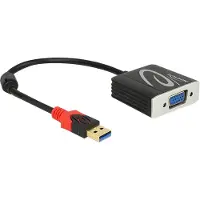 DeLOCK 62738 USB / VGA Adapterkabel [1x USB-A-stekker - 1x VGA-bus] Zwart Vergulde steekcontacten, Met Ferrietkern 20 cm