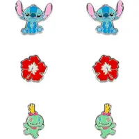 Lilo & Stitch - Disney Oorstekerset - Stitch, Hibiscus & Scrump set oorknopjes - meerkleurig - Maat Standard